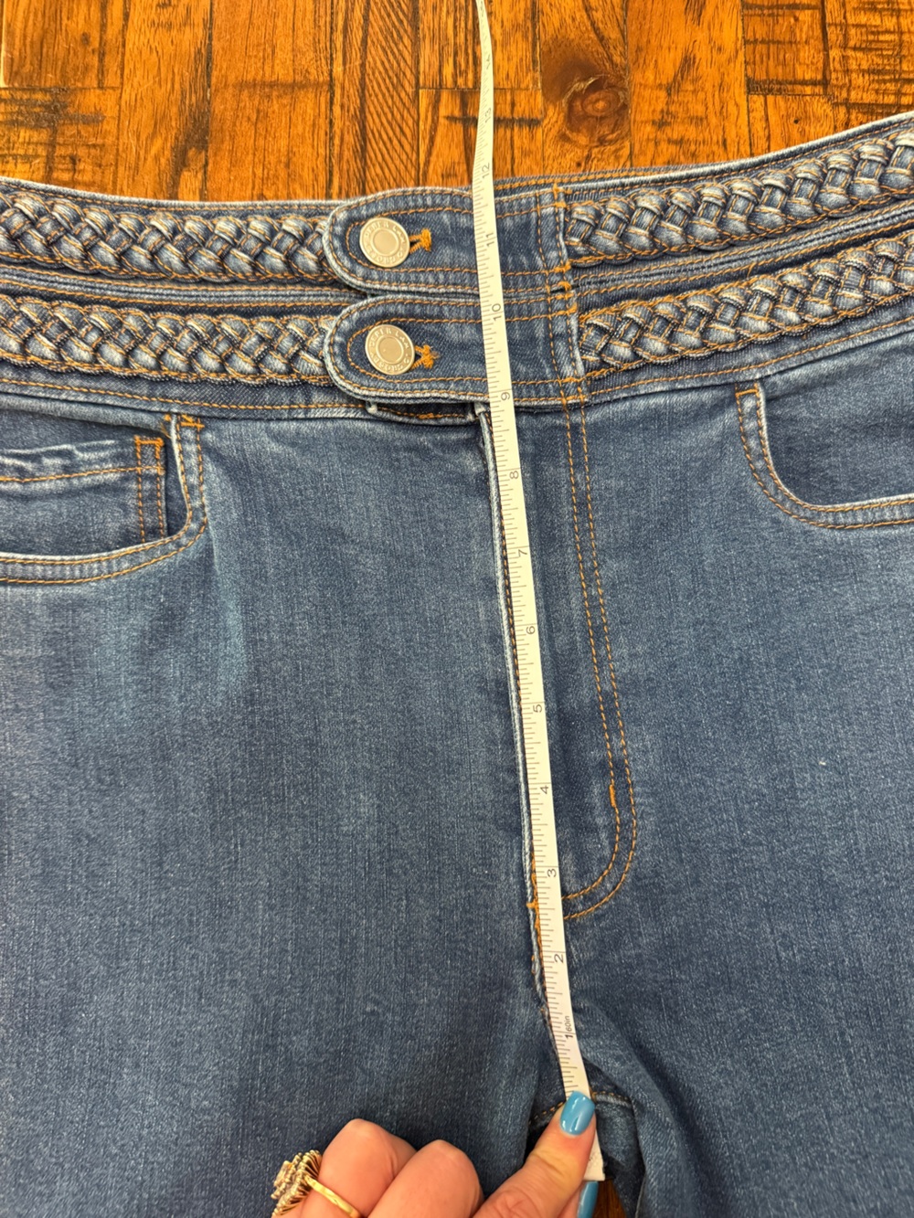 NWT Derek Lam Blue Braided-Waist Flare Jeans - Picture 5 of 7
